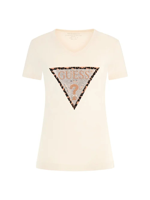 GUESS SS VN LEO TRIANGLE TEE - CREAM WHITE