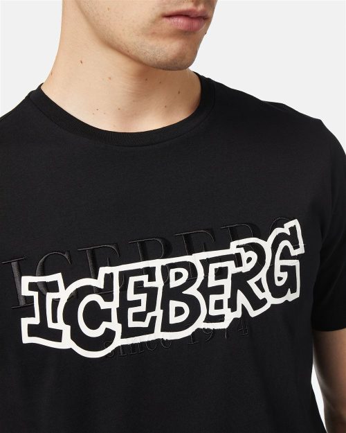 ICEBERG TSHIRT DUBBLE LOGO - BLACK