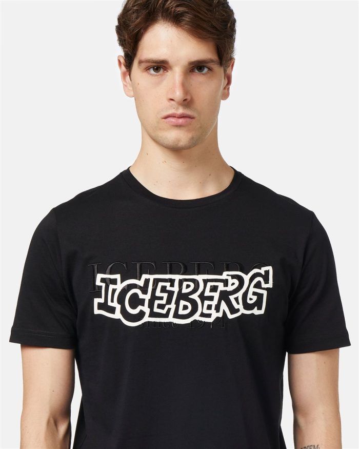 ICEBERG TSHIRT DUBBLE LOGO - BLACK