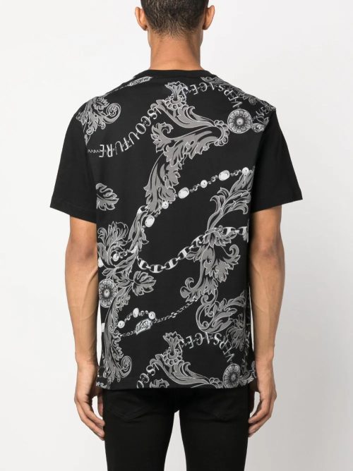 VERSACE JEANS COUTURE CHAIN T-SHIRT PRINT BLACK/WHITE