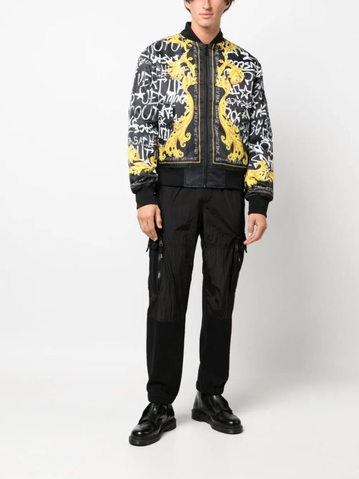 VERSACE JEANS COUTURE GRAFFITI BAROQUE JACKET BLACK/GOLD