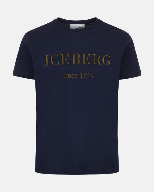 ICEBERG T SHIRT BIG LOGO - BLU SCURO