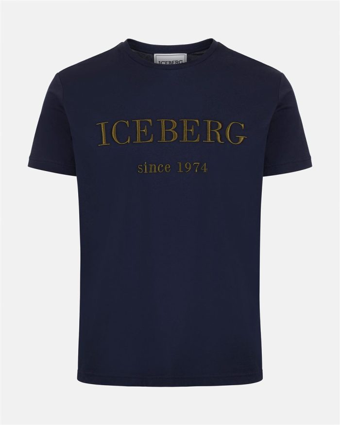 ICEBERG T SHIRT BIG LOGO - BLU SCURO
