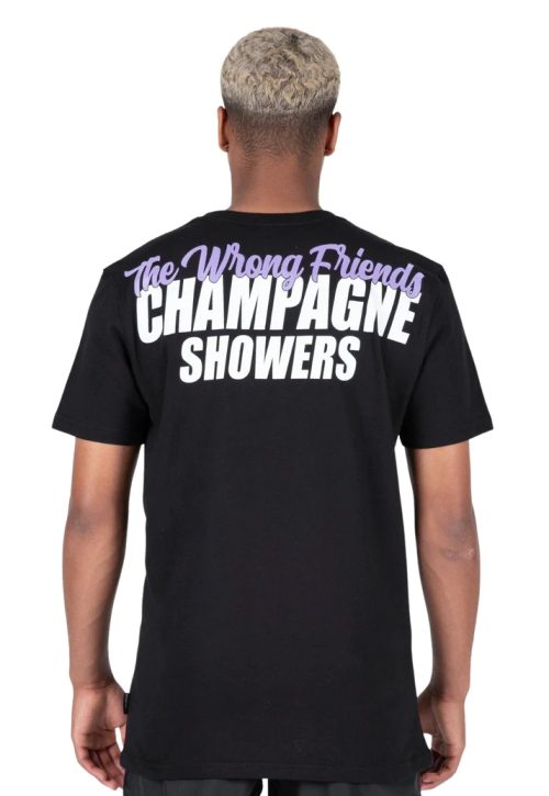 WRONG FRIENDS CHAMPAGNE SHOWERS T-SHIRT - BLACK