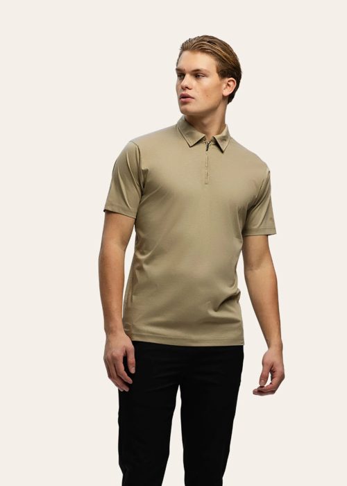 TRIAD'ORO POLO ZIP SHORT SLEEVE - TAUPE
