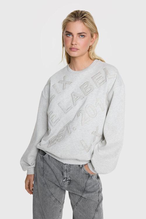 ALIX THE LABEL LADIES KNITTED TEXT PATCHES SWEATER