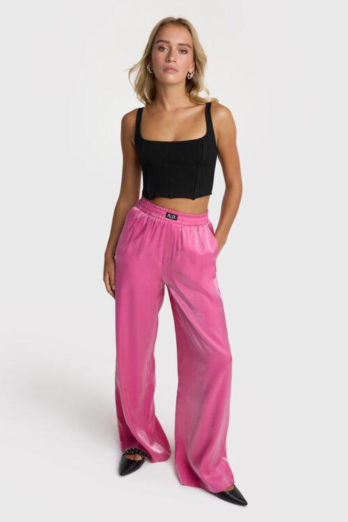 ALIX THE LABEL LADIES WOVEN SHINE WIDE LEG PANTS