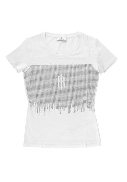 FRACOMINA TOP WITH LOGO ALL OVER - WHITE