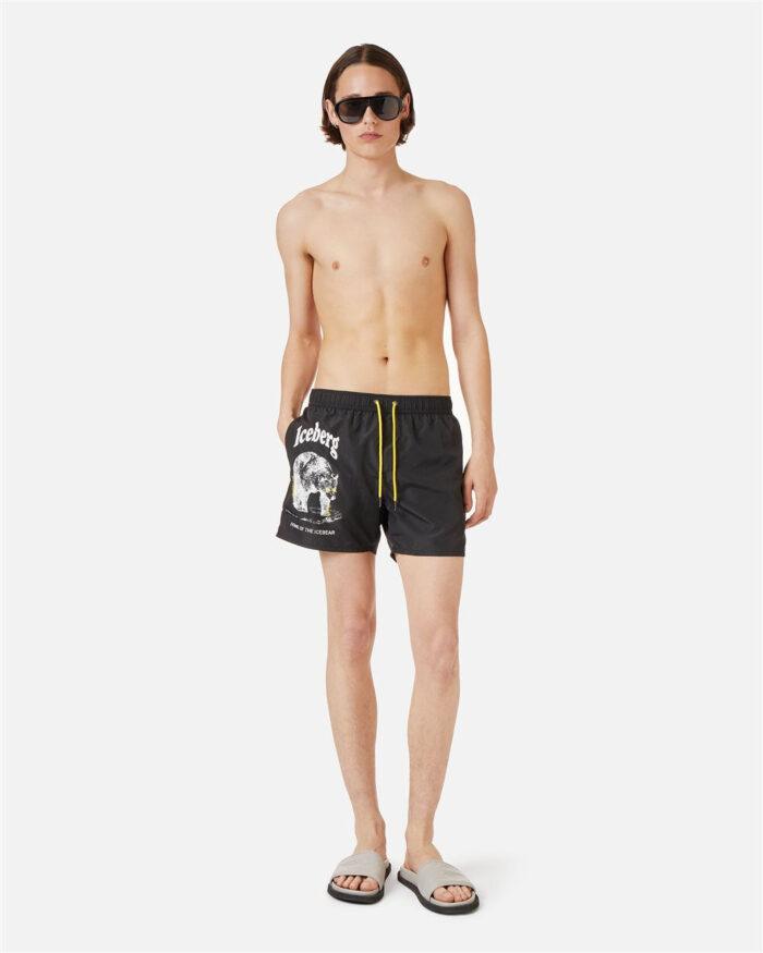 ICEBERG BEACHWEAR BEAR SWIMSHORT - BLACK