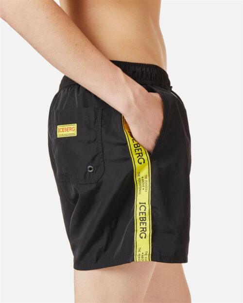 ICEBERG BEACHWEAR TAPE SWIMSHORT - BLACK