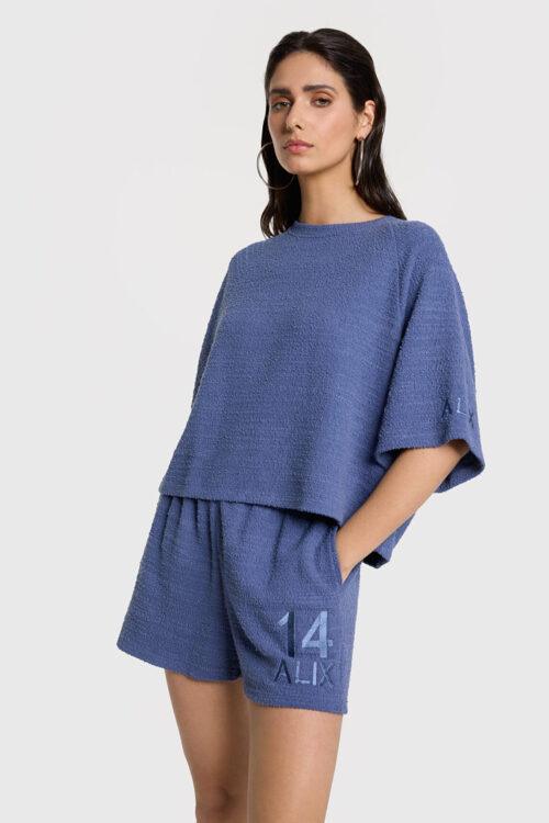 ALIX THE LABEL LADIES KNITTED BOUCLE T-SHIRT