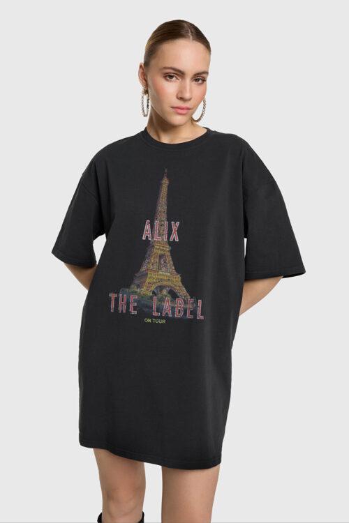 ALIX THE LABEL LADIES KNITTED PARIS T-SHIRT DRESS