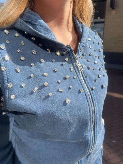 FRACOMINA HOODED FLEECE SWEATER - INDIGO