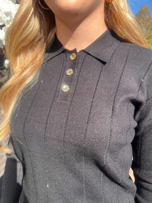 FRACOMINA KNITTED POLO SWEATER - BLACK