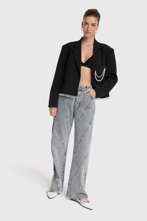 ALIX THE LABEL LADIES WOVEN PEARL DETAILED BLAZER