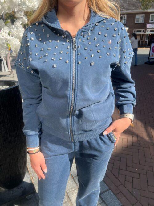 FRACOMINA HOODED FLEECE SWEATER - INDIGO