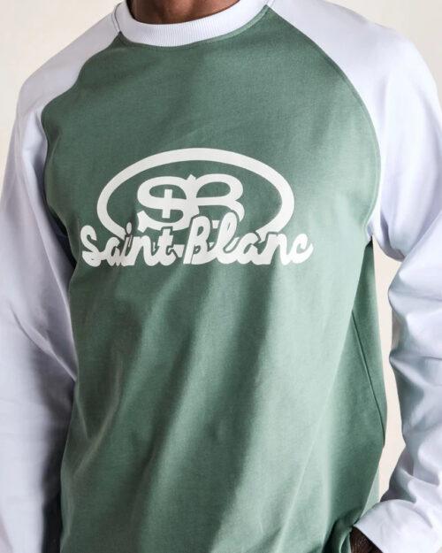 SAINT BLANC BLEND LOGO RAGLAN LONG SHIRT - GREEN/WHITE