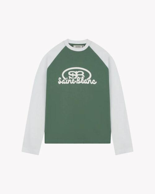 SAINT BLANC BLEND LOGO RAGLAN LONG SHIRT - GREEN/WHITE